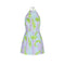 Mini Dress Delilah Printed Linen in Wisteria Small Purple on Blue
