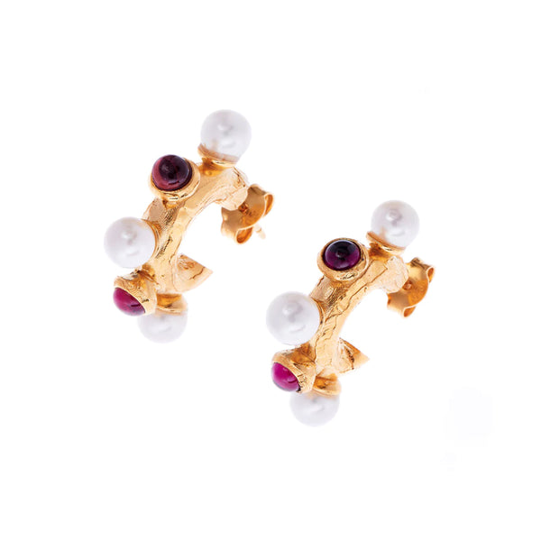 The Nocturnal Desire Pearl and Garnet Earrings