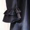Collarless Prairie Midi Dress in Black