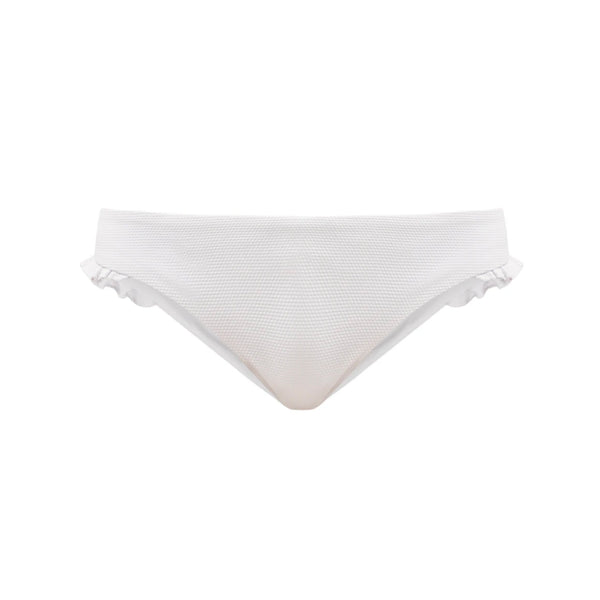 Ruffle Bikini Bottom in Textured White