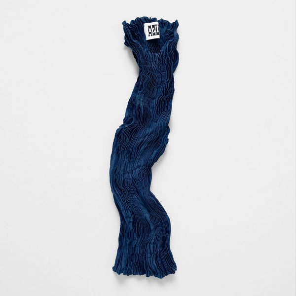 Hand Pleated Silk Top in Dark Indigo