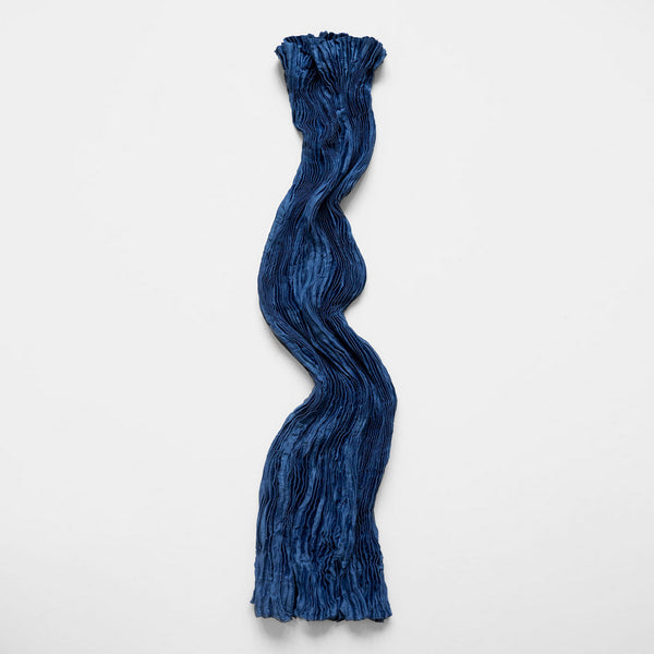 Hand Pleated Silk Skirt in Dark Indigo