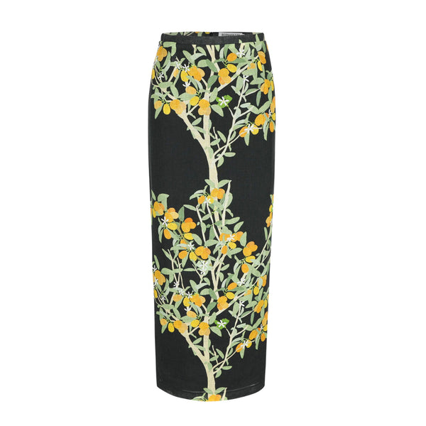 Norma Skirt in Linen Kumquat Black