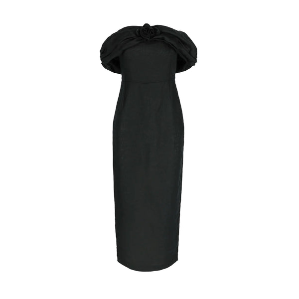 Serena Dress in Black Linen