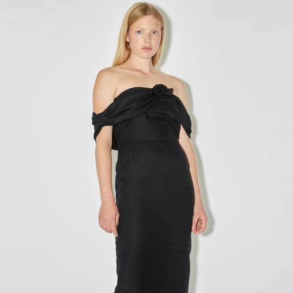 Serena Dress in Black Linen