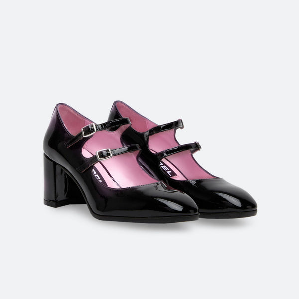 Mary janes - Velvet & patent calfskin, light pink & black