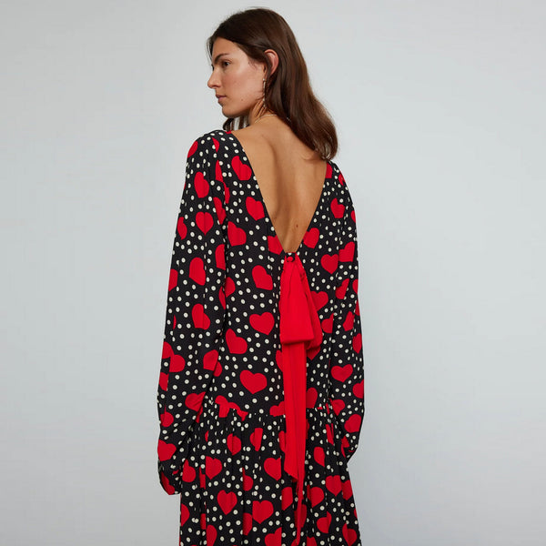 Holly Dress in Black Heart Print
