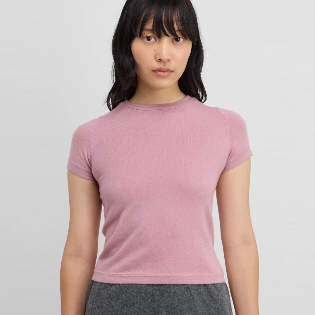 America Cotton-Cashmere Baby Tee in Rosa