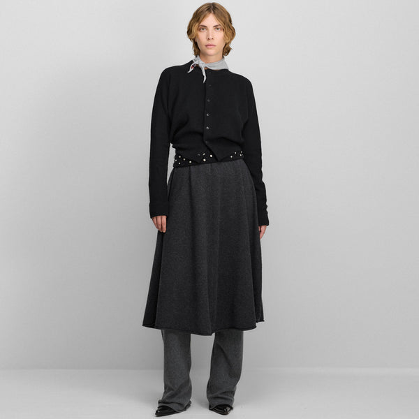 Blouson Cashmere Cardigan in Raven