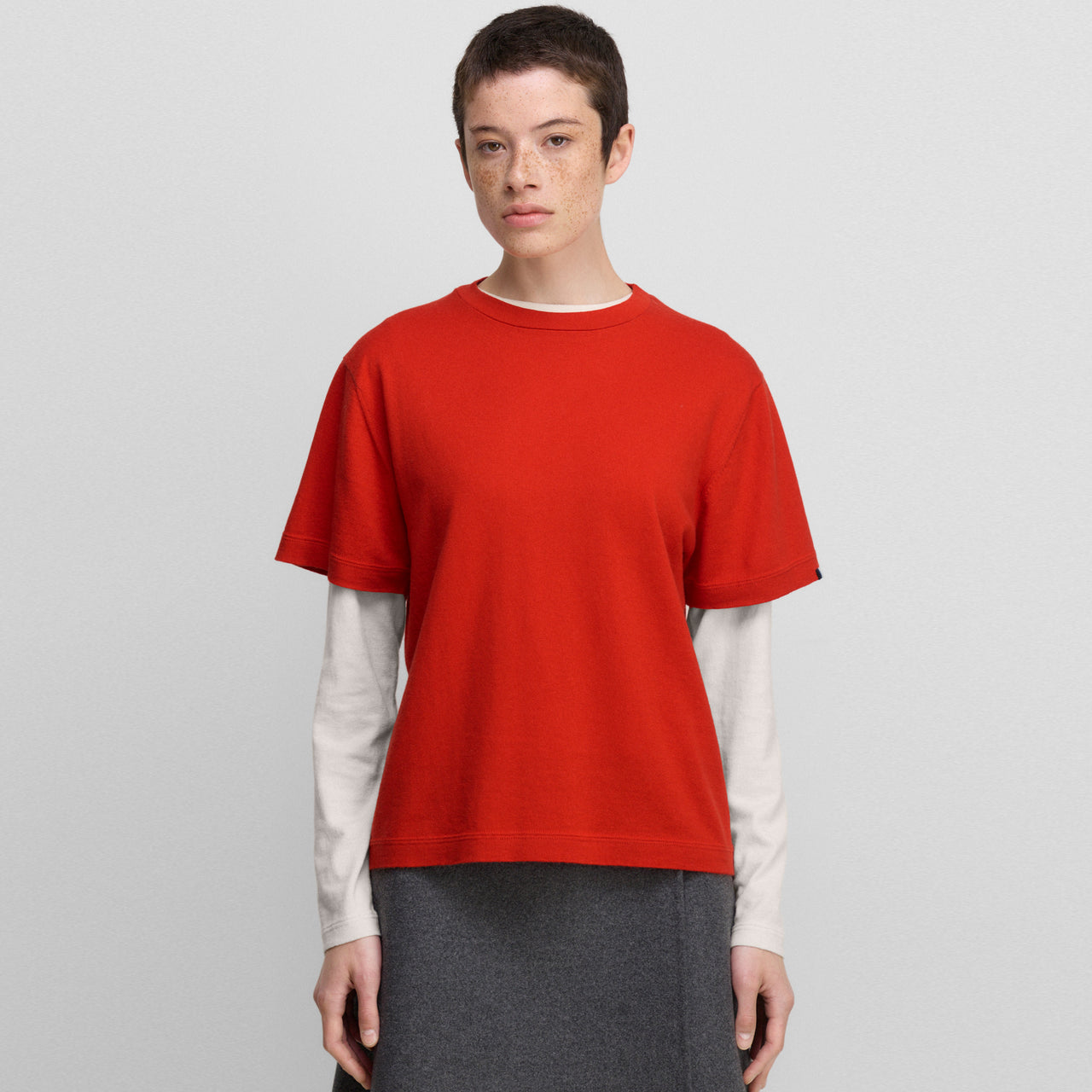 Cuba Cotton-Cashmere Top in Tomato
