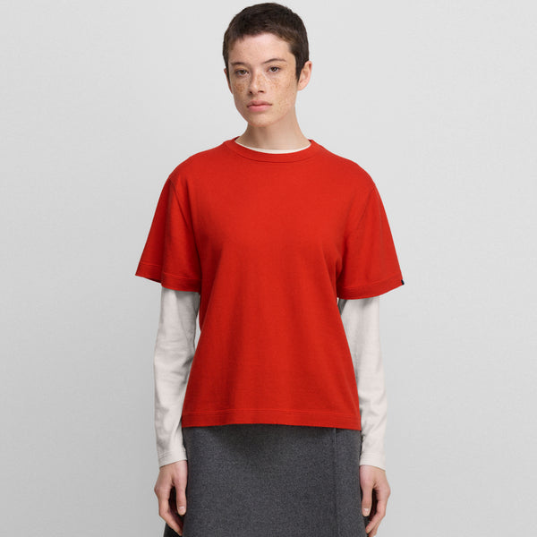 Cuba Cotton-Cashmere Top in Tomato