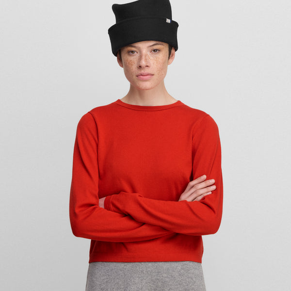 Lisa Cotton-Cashmere Top in Tomato