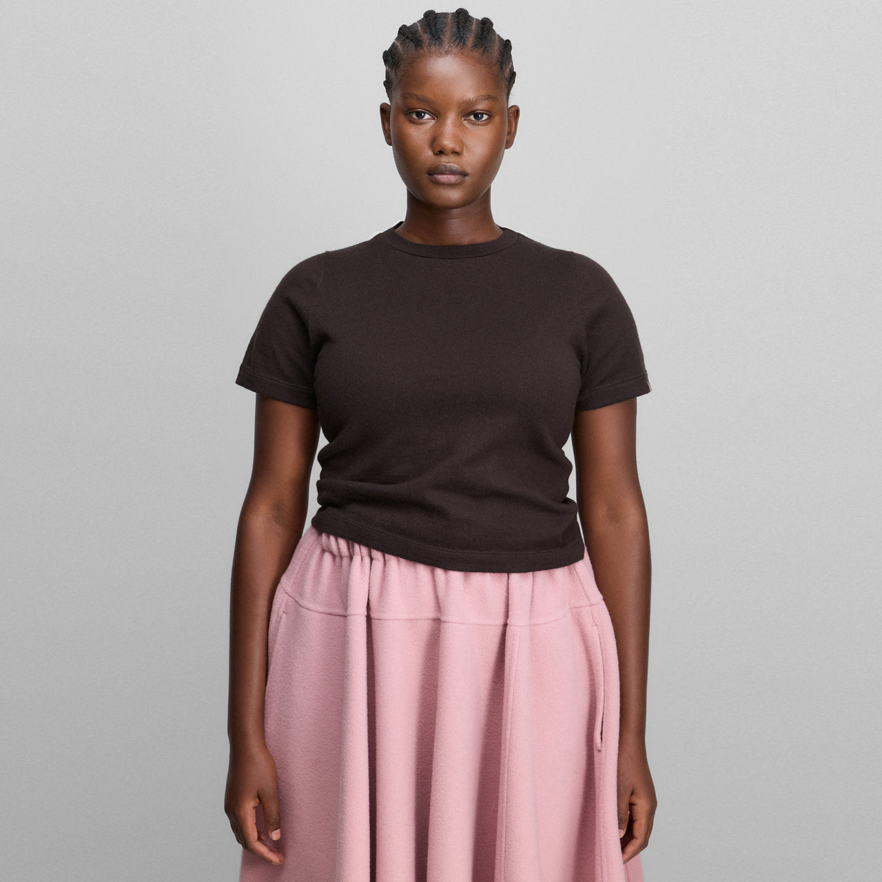 Tina Cotton-Cashmere Top in Dark Brown