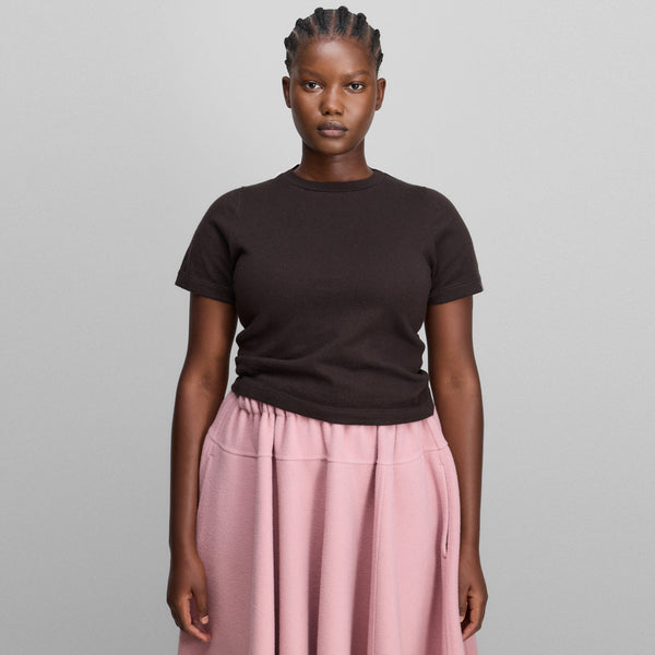 Tina Cotton-Cashmere Top in Dark Brown