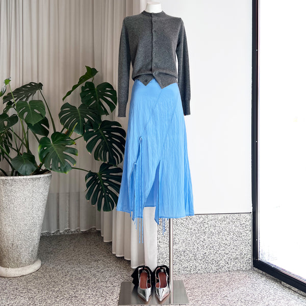 Joey Skirt in Viscose Blend Crinkle Blue