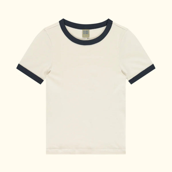 CAR TEE IN OFF WHITE & NAVY