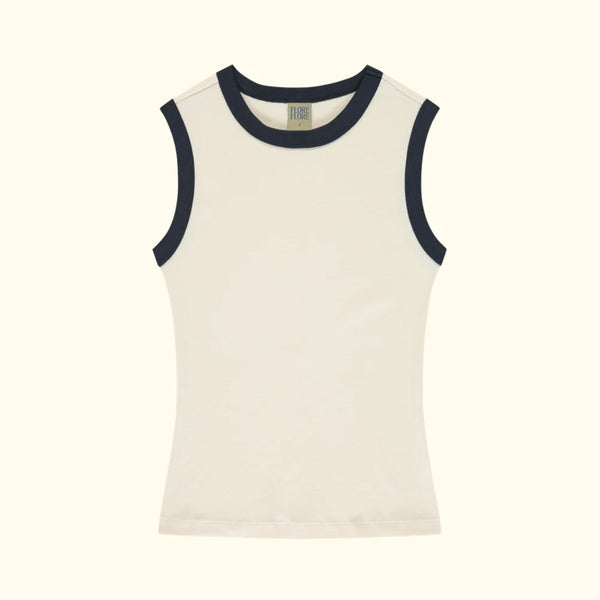 ESMÉ TANK IN OFF WHITE & NAVY