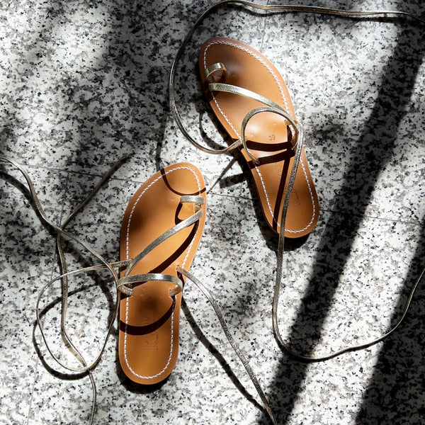 Ellada Gladiator Sandals in Metallic Champagne