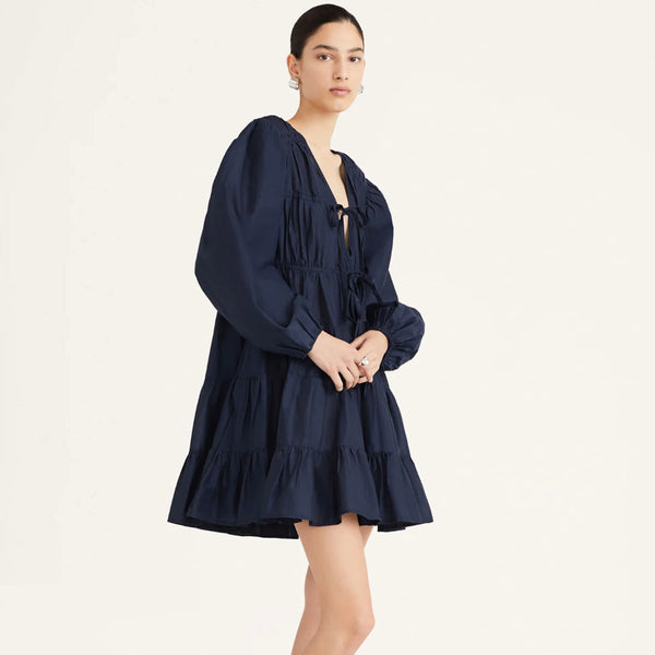 Lasse Tiered Dress in Navy