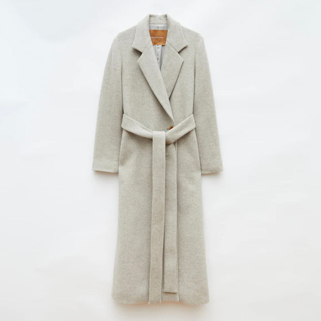 Gracie Coat in Wool Blend Herringbone Beige