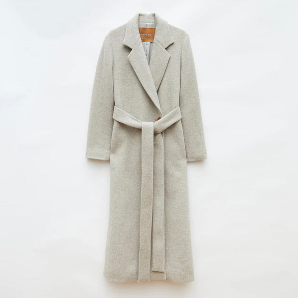 Gracie Coat in Wool Blend Herringbone Beige