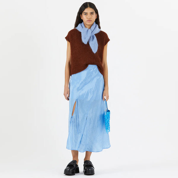 Joey Skirt in Viscose Blend Crinkle Blue