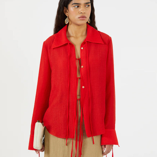 Saskia Shirt in Tencel Blend Red