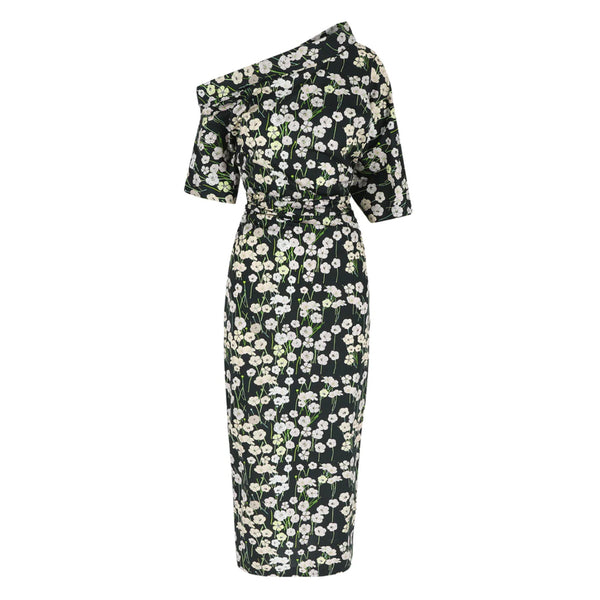 Bowery Dress in Buttercups Black