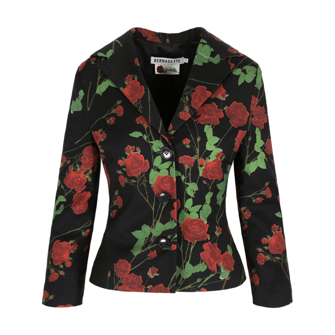 Elle Jacket in Rosebranches Red on Black
