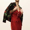 Elle Jacket in Rosebranches Red on Black