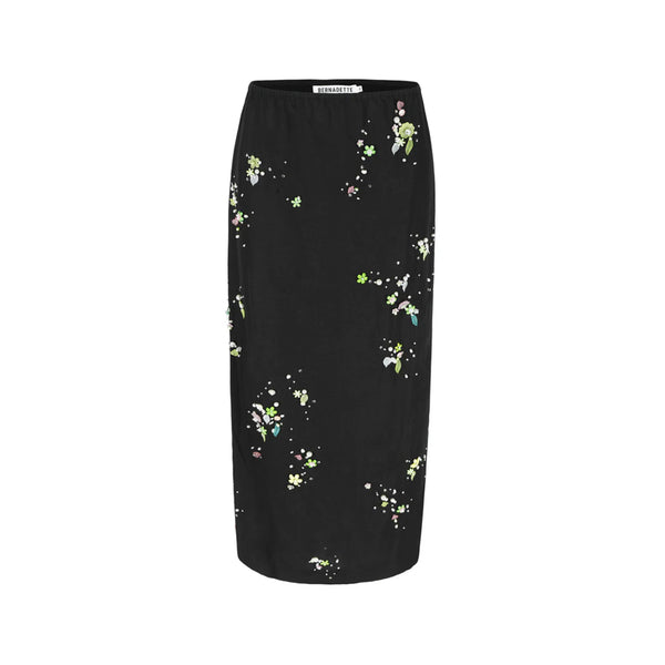 Miriam Midi Skirt in Black with Jewel Embroidery