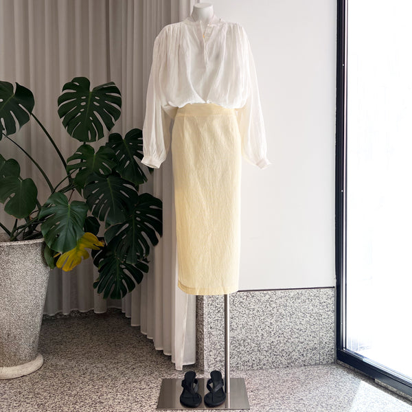 Roxanne Skirt in Yellow and Ivory Striped Seersucker