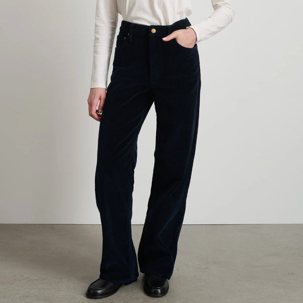 Elissa Long Trousers in Marine Corduroy