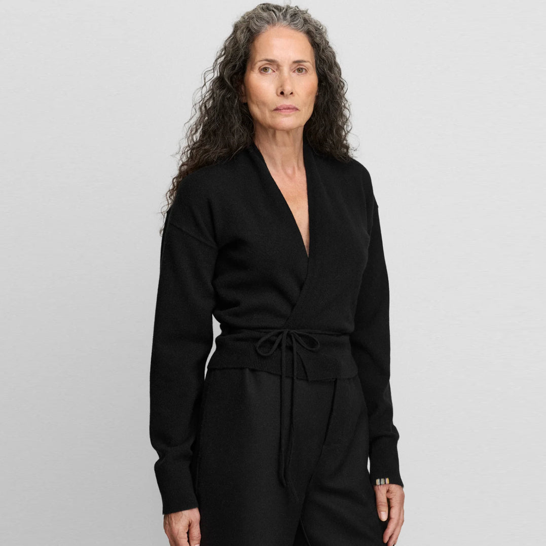 Ella Cashmere Cardigan in Raven
