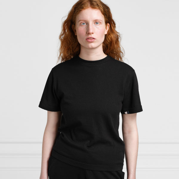 Cuba Cotton-Cashmere Top in Raven (Black)