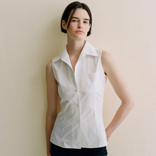 Rosie Sleeveless Shirt in White