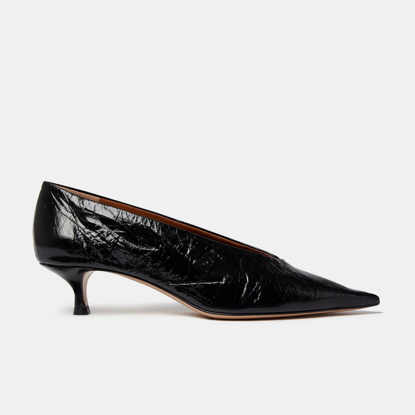 Babouche Kitten Heel in Naplack Black