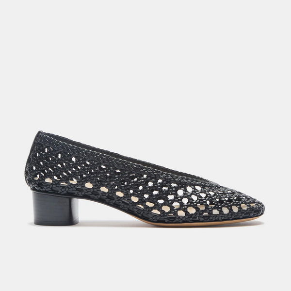 Ballet Pump in Woven Leather Black