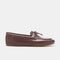 Brown leather loafer shoe on a white background