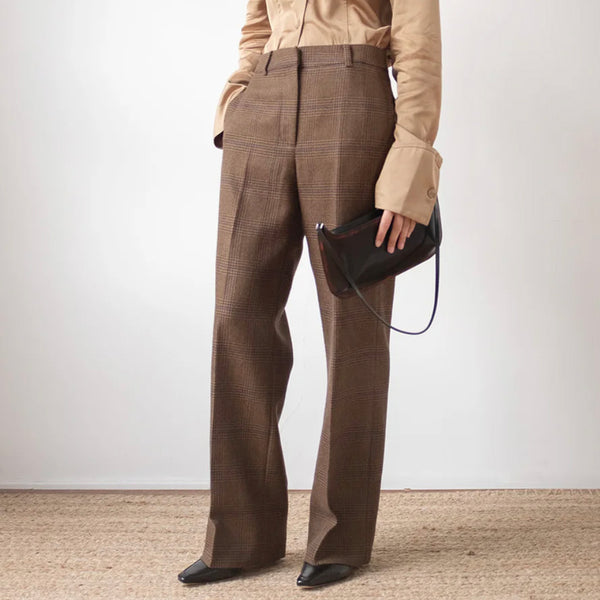 Cathy Trousers in Wool Check Brown
