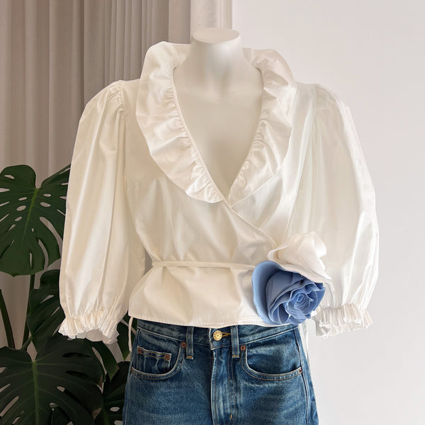 Luna Blouse in Organic Cotton Off-White