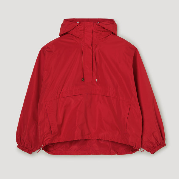 Volume Anorak Jacket in Silk Blend Red