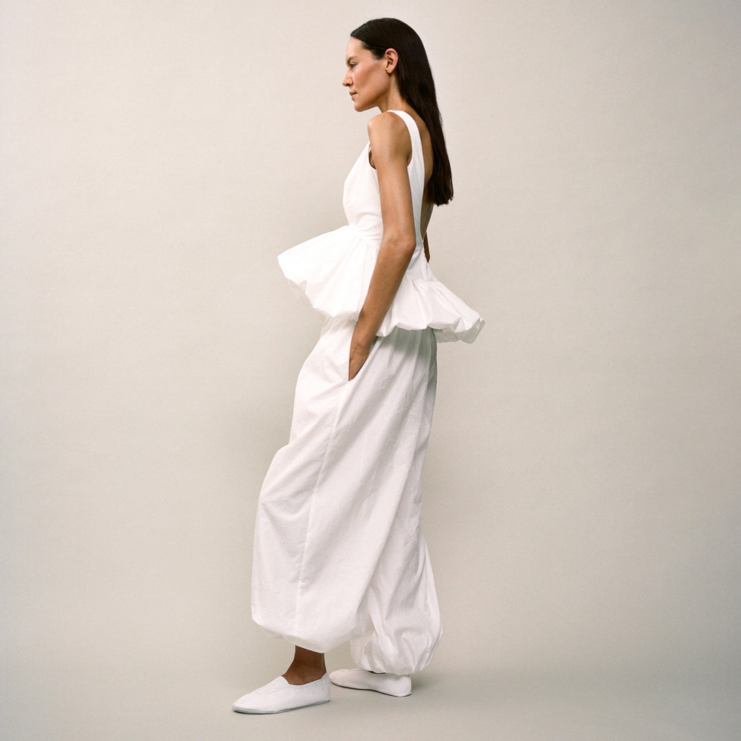 Balloon Track Pants in Optic White