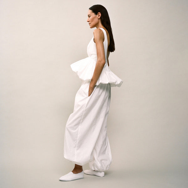 Balloon Track Pants in Optic White