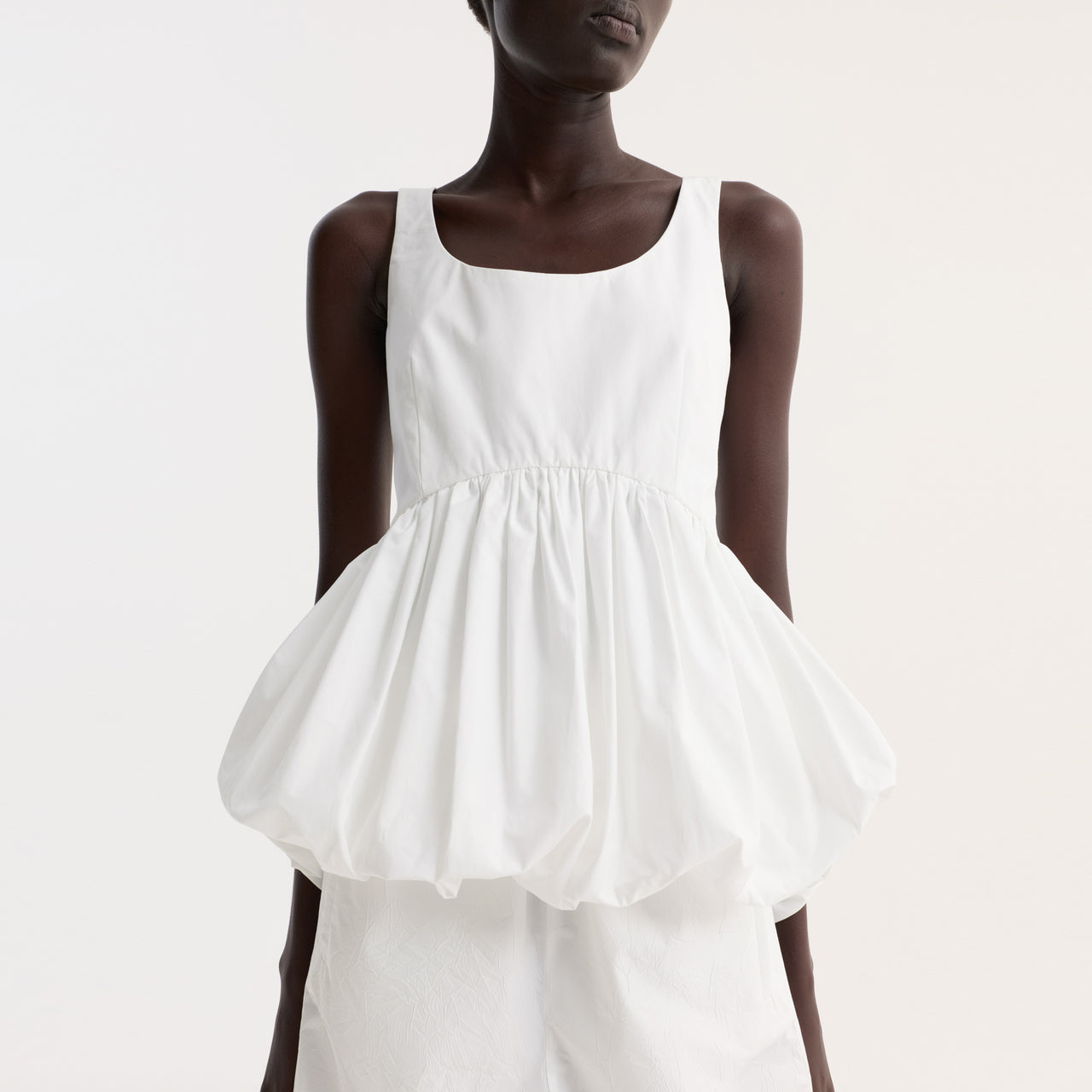 Voluminous Peplum Top in Optic White