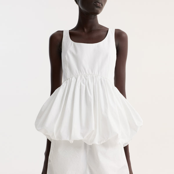 Voluminous Peplum Top in Optic White