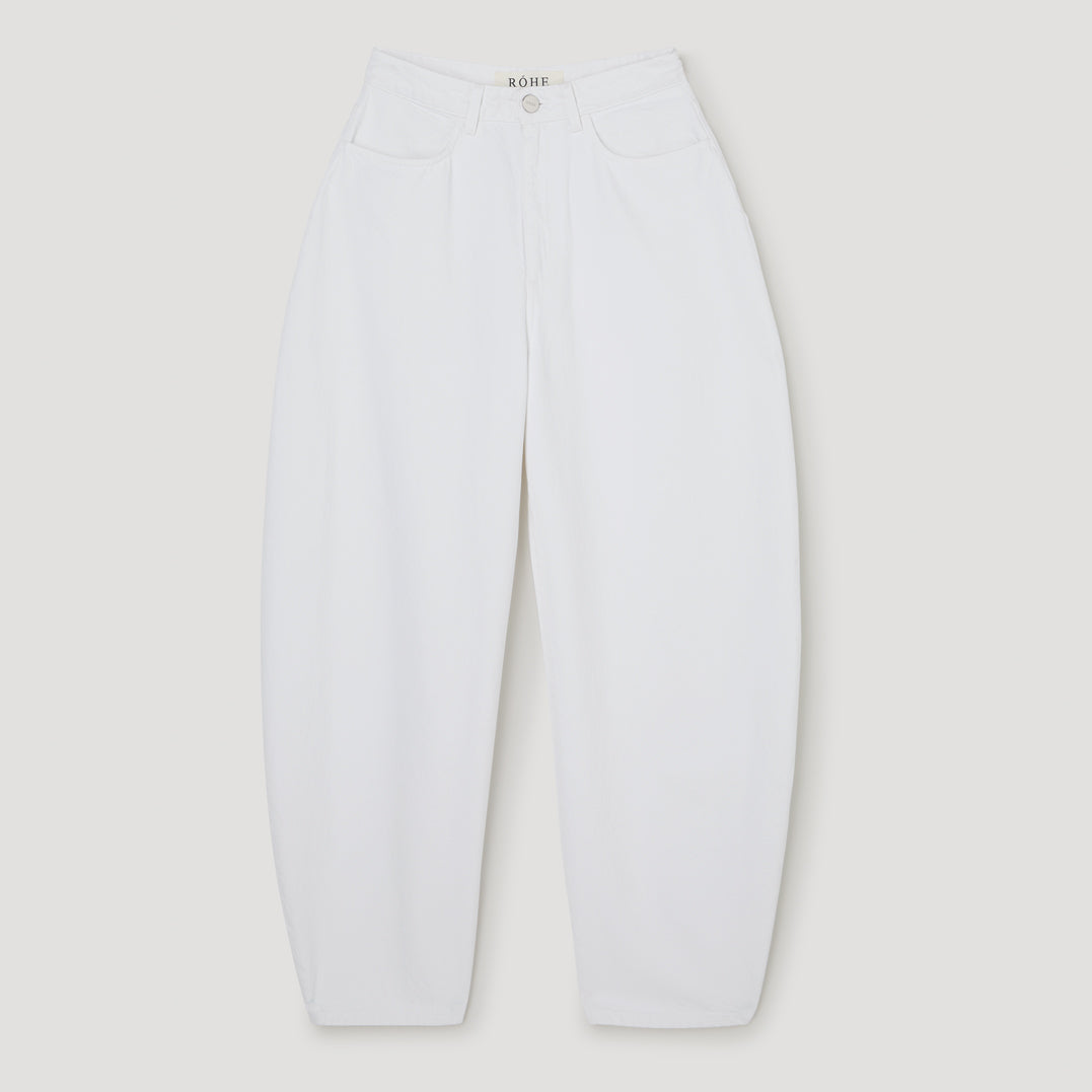 High-waist Sculptural Denim Trousers in Optic White