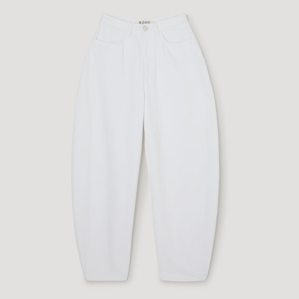 High-waist Sculptural Denim Trousers in Optic White