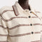 Towelling Striped Polo in Cream and Brown Stripe
