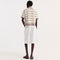 Towelling Striped Polo in Cream and Brown Stripe
